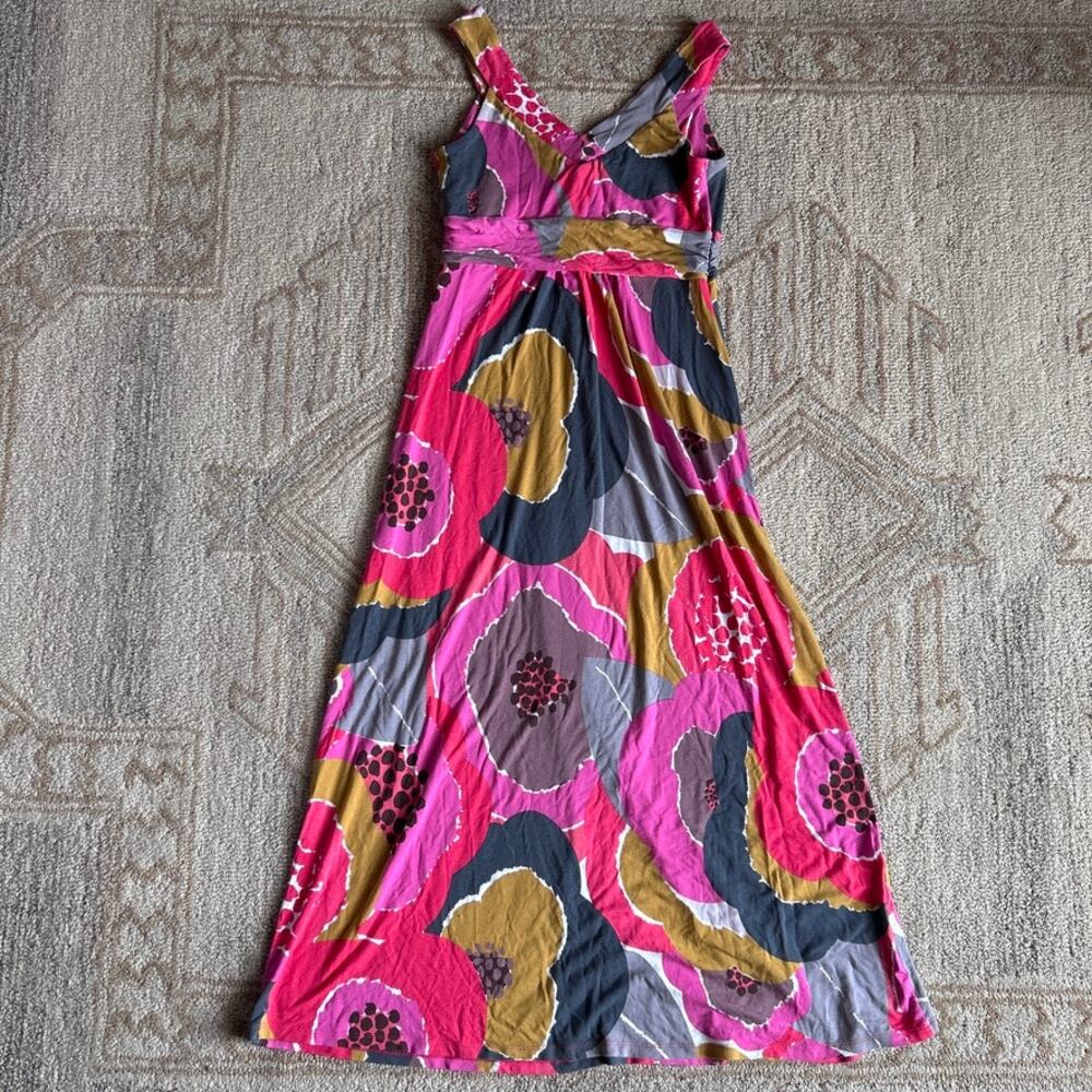 Boden Twist Front Maxi Dress Pink Floral Mod Retro Sleeveless Petite 6P - Picture 10 of 15
